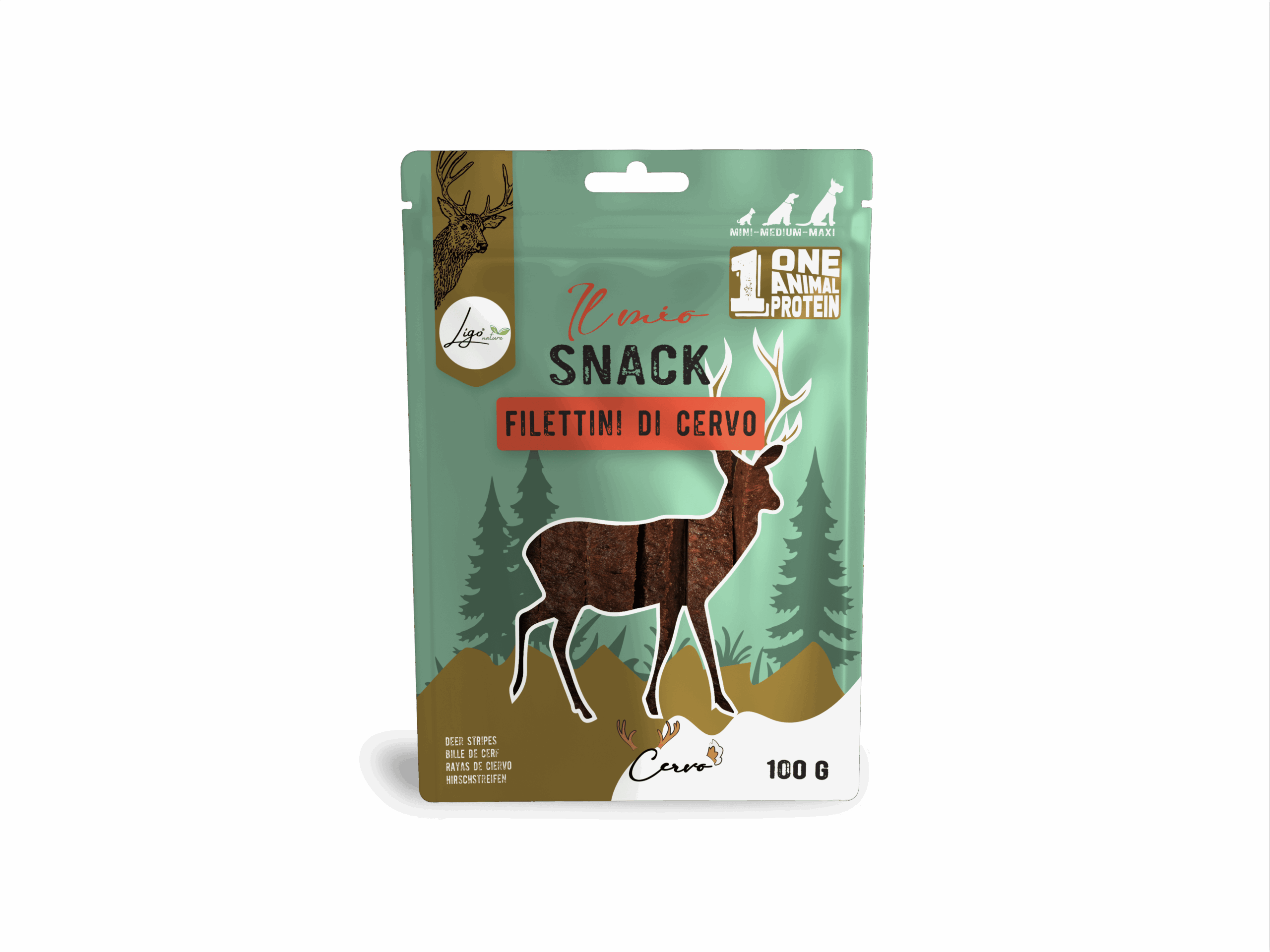 Il mio Snack SOFT Deer Fillets 100gr ONE ANIMAL PROTEIN - Ligo Nature