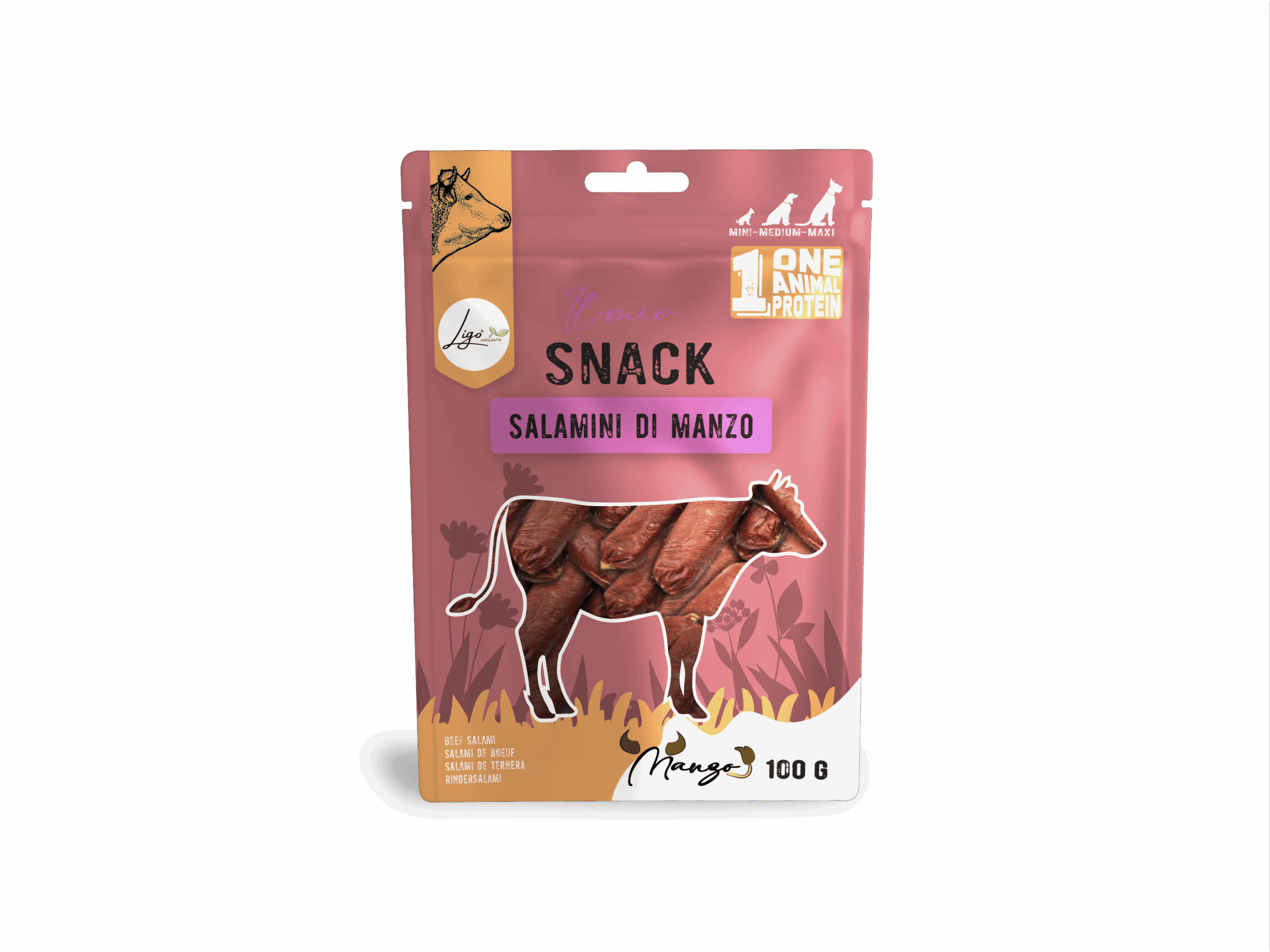 Il mio Snack SOFT Beef Salamis 100gr ONE ANIMAL PROTEIN - Ligo Nature