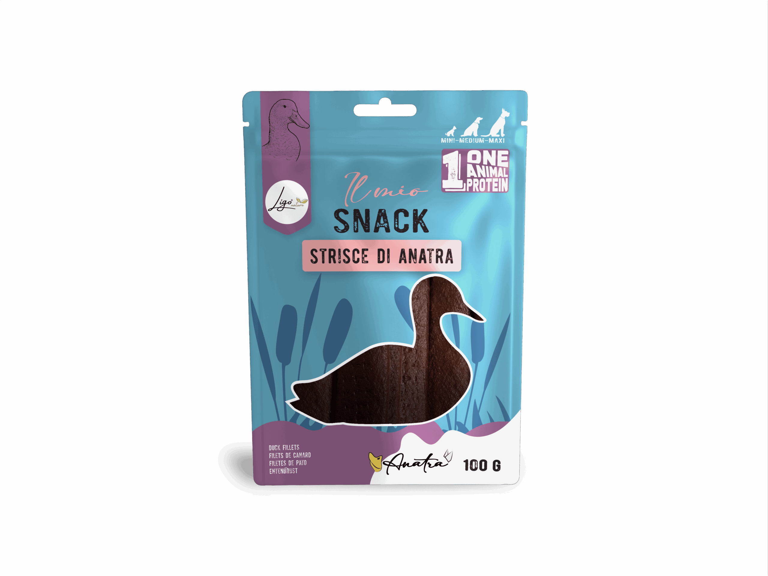 Il mio Snack SOFT Duck Strips 100gr ONE ANIMAL PROTEIN - Ligo Nature