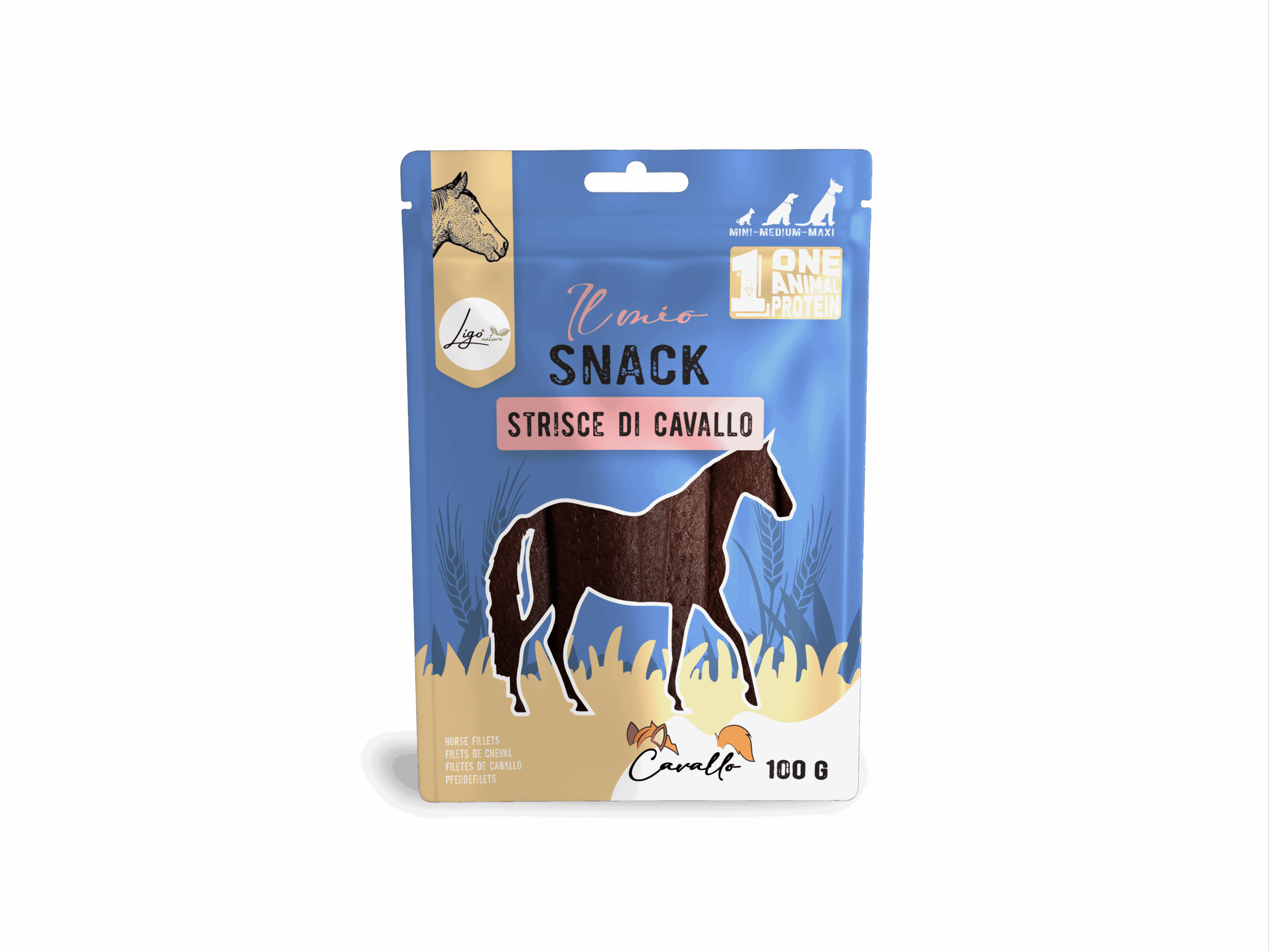 Il mio Snack SOFT Horse Strips 100gr ONE ANIMAL PROTEIN - Ligo Nature