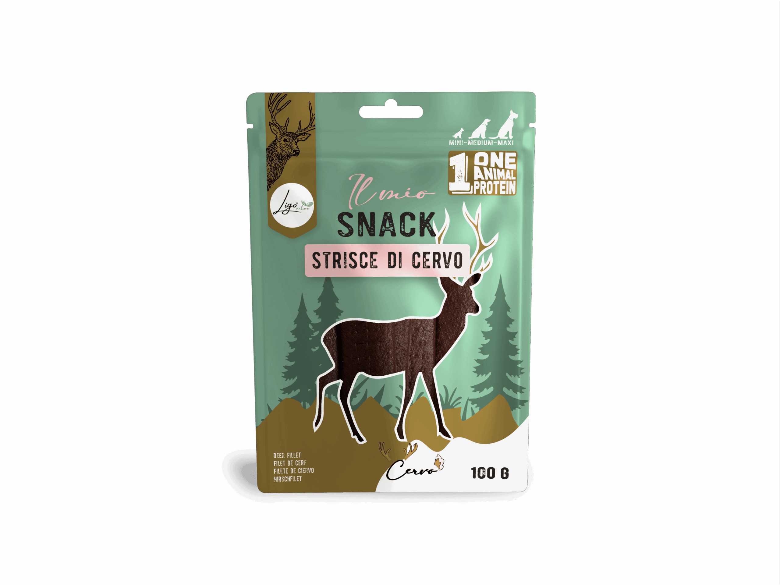 Il mio Snack SOFT Deer Strips 100gr ONE ANIMAL PROTEIN - Ligo Nature