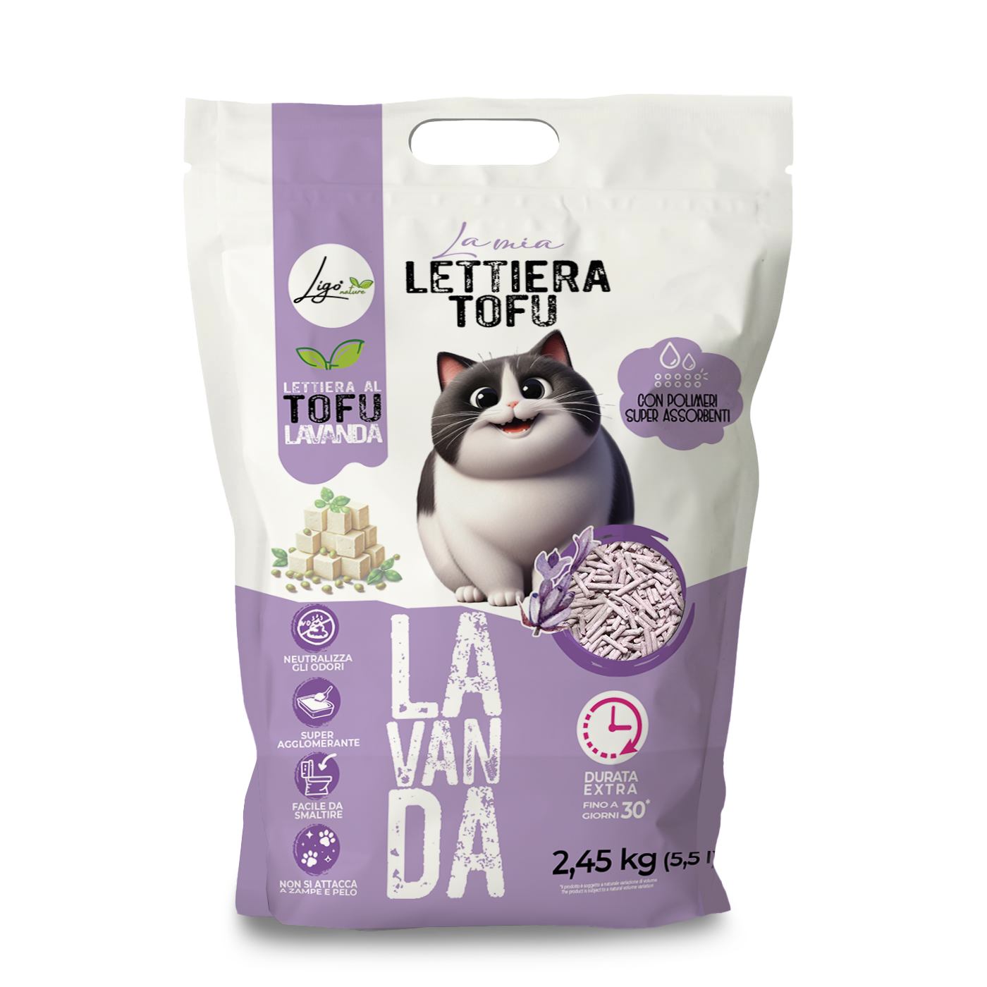 Tofu SUPER CLUMPING Lavender Scented 5,5l 2,45KG Litter - Ligo Nature