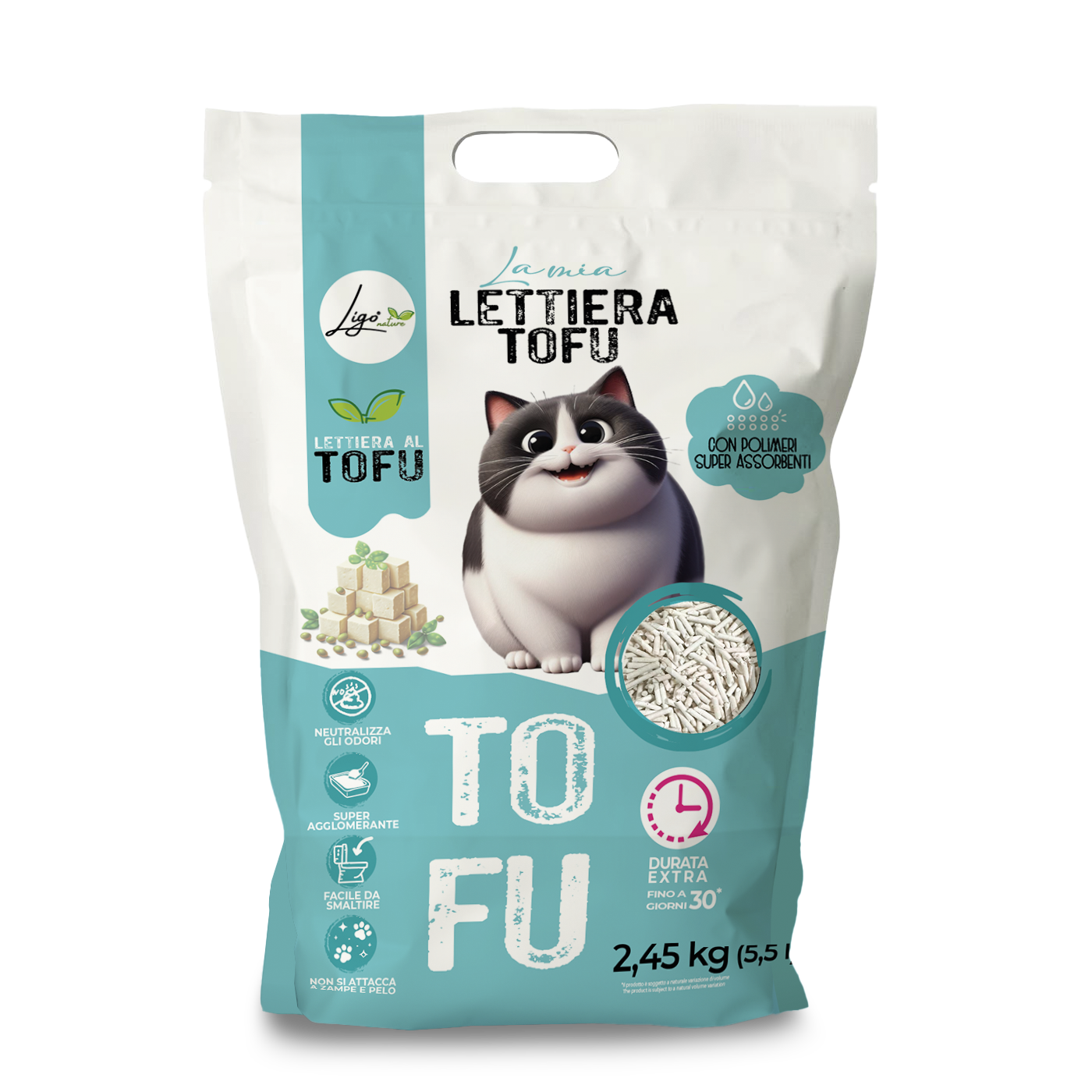 Tofu SUPER CLUMPING Unscented 5,5l 2,45KG Litter - Ligo Nature