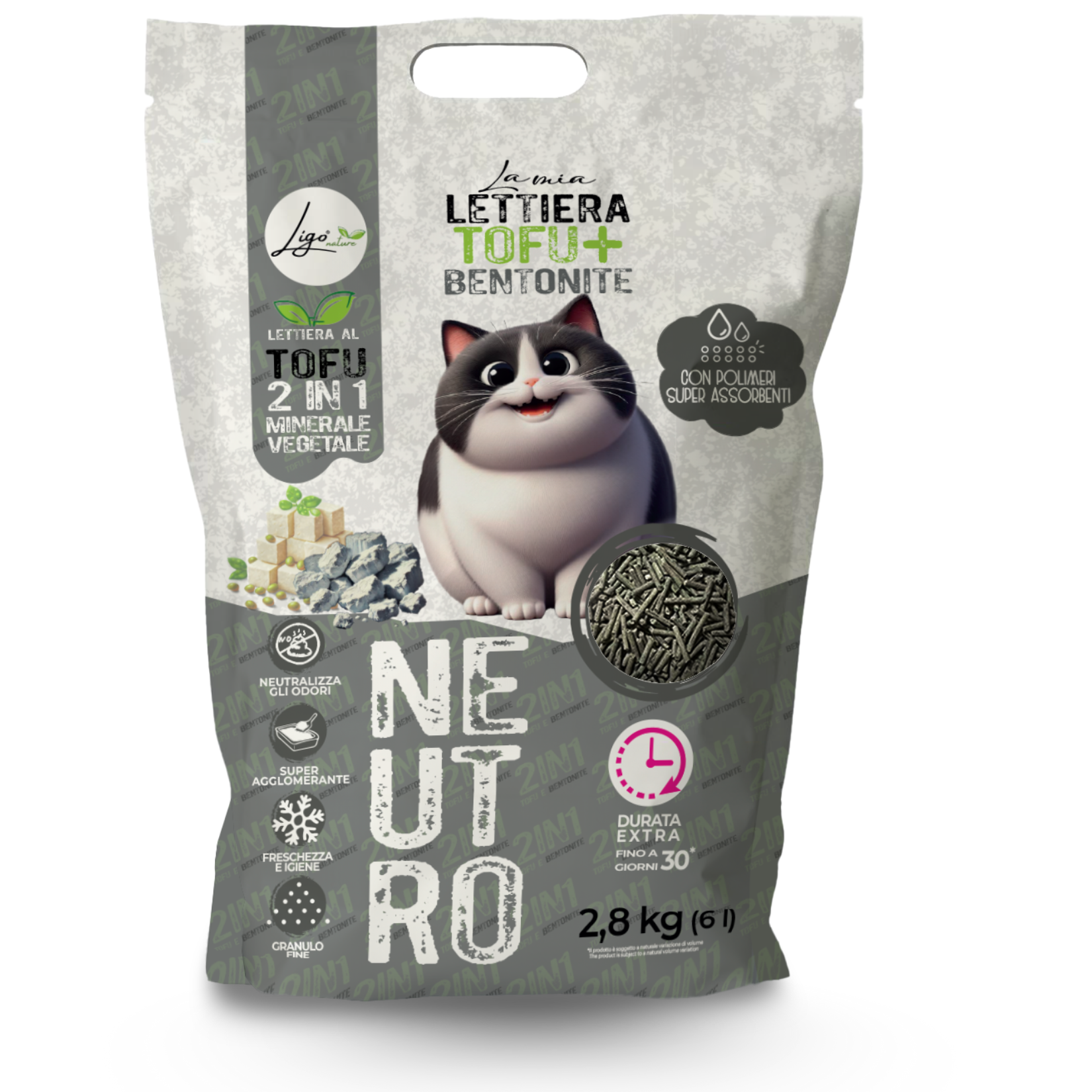 Mineral & Plant-Based 2 in 1 (Tofu + Bentonite) 6l Litter - Ligo Nature